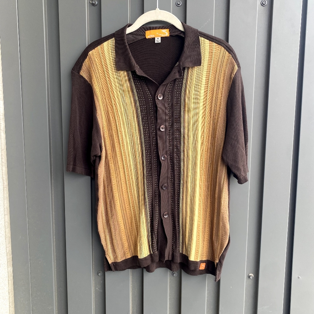 Mens Slim Fit Polo Rockabilly Saddle Stitch Shirt Medium
